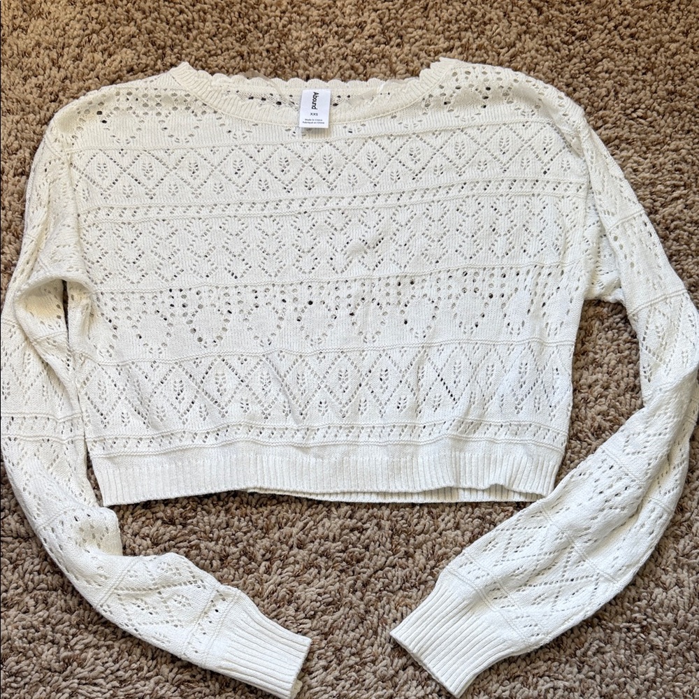 Abound Ivory Knit Cropped Sweater